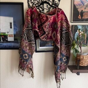 Bohemian handmade poncho  - Multicolor